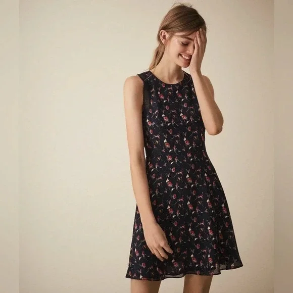 slim fit dress slacks Ivory Rose Floral Print Fit and Flare Mini Dress main image 0